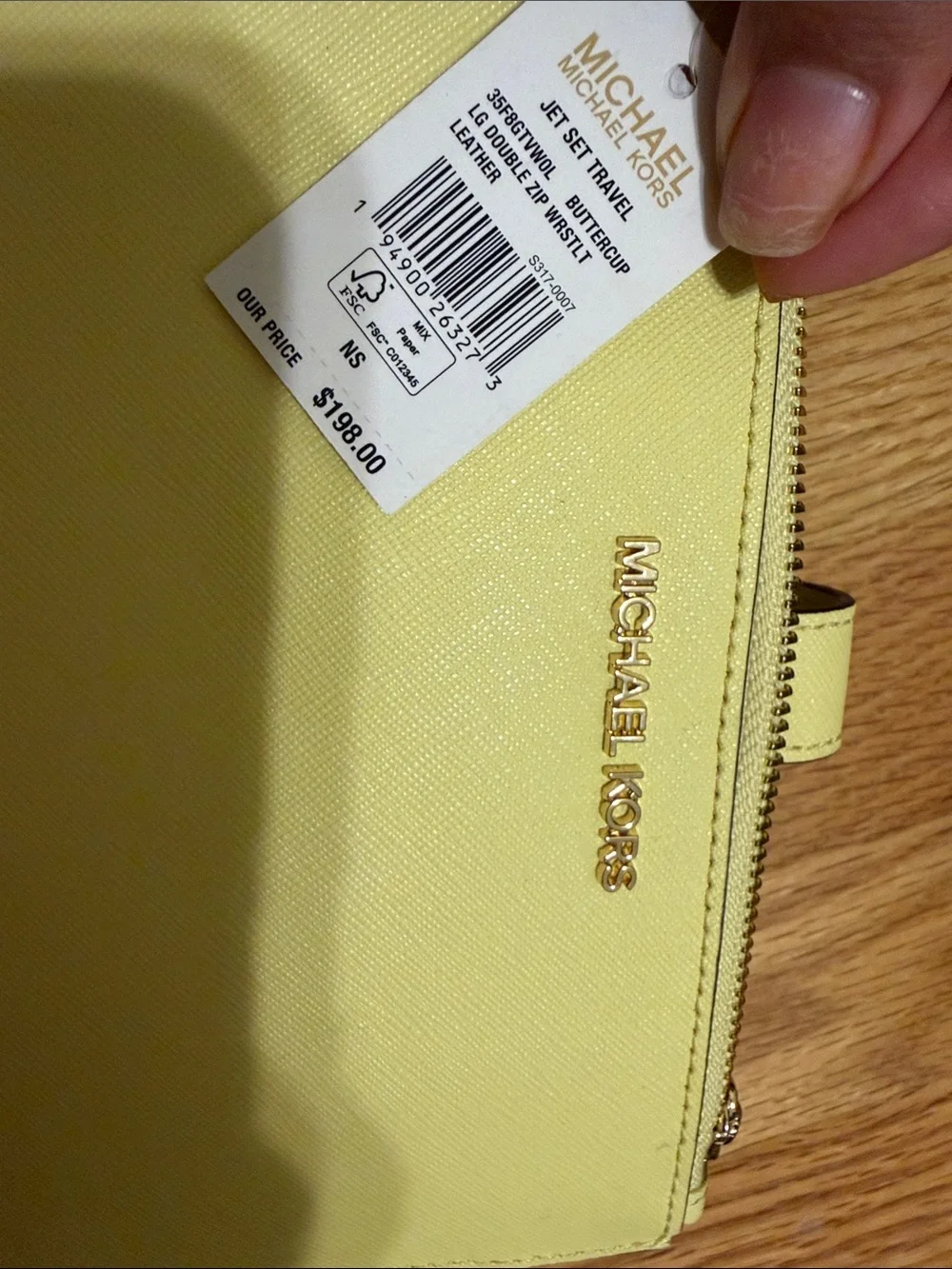 Michael Kors Lemon Yellow Saffiano Wristlet Wallet